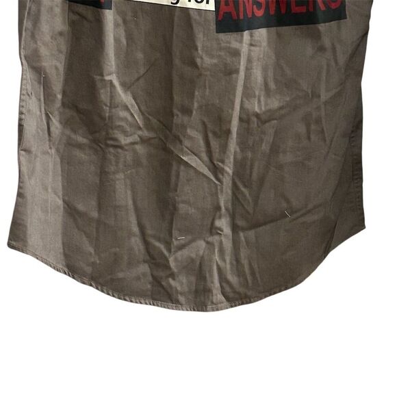 Zara Man Men's M Gray Long Sleeve Button-Up Shirt Stop Looking For Answers - Picture 13 of 16